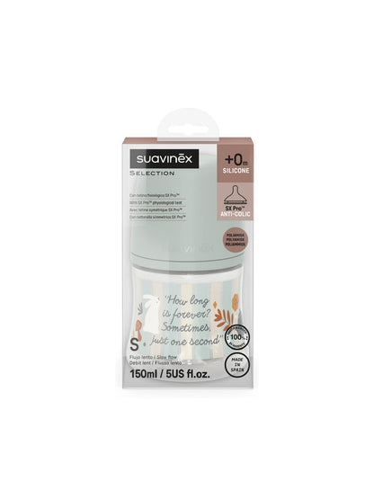 Feeding Bottle (PA) 150ml Slow Flow +0M SX Pro anti-colic Teat  - Wonderland Stripes Blue Turquoise