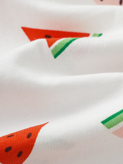 Baby Short Sleeve All-Over Watermelon Print Romper