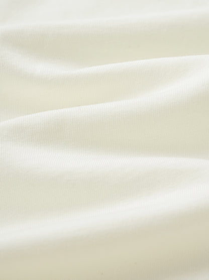 Kid Lace-Trimmed Collar Short Puff Sleeve Bunny Print Tee