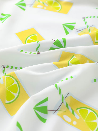 Kid Reversible All-Over Lemon Tea Print Zipped Windbreaker