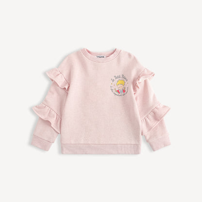 Character-Print Ruffle Sleeves Sweatshirt