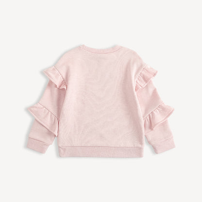 Character-Print Ruffle Sleeves Sweatshirt