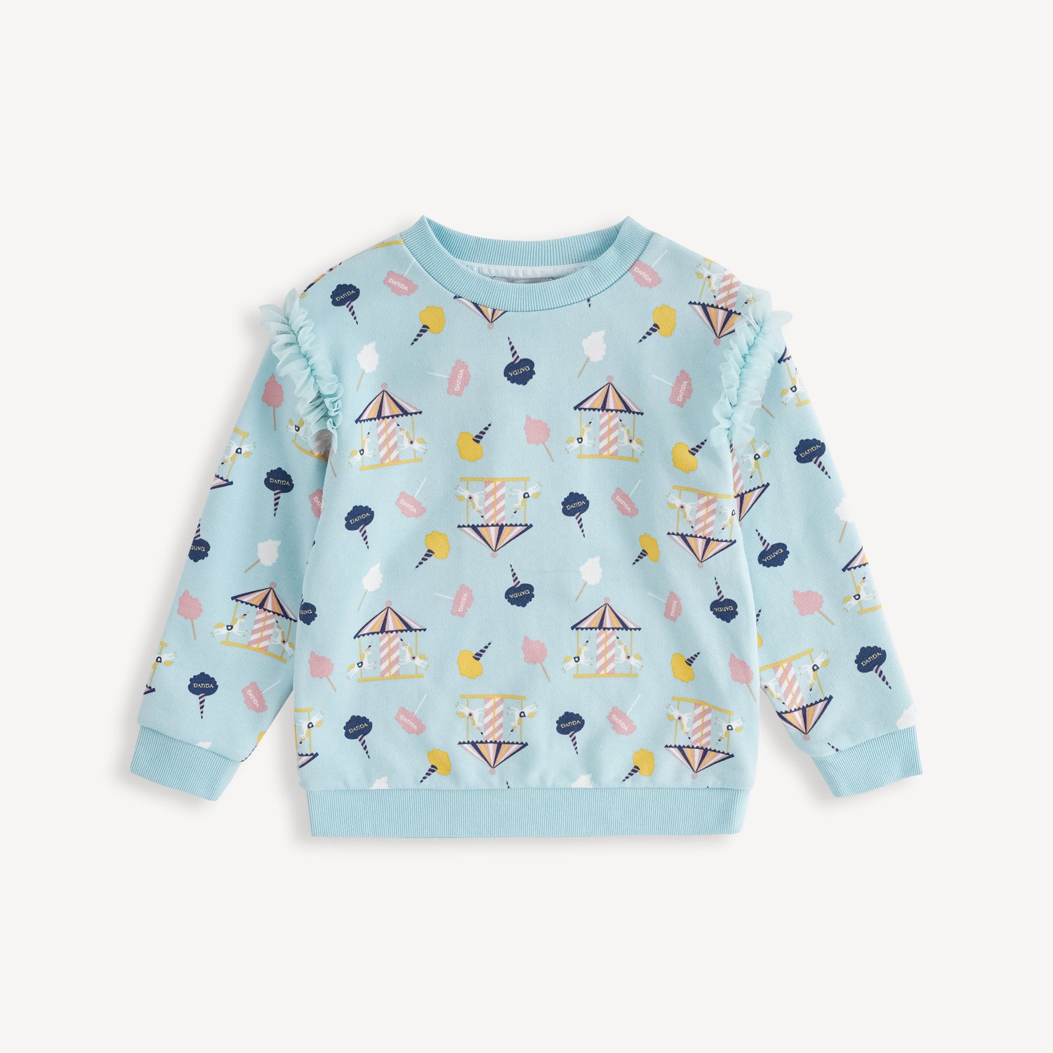Unicorn-Print Frill Sweatshirt