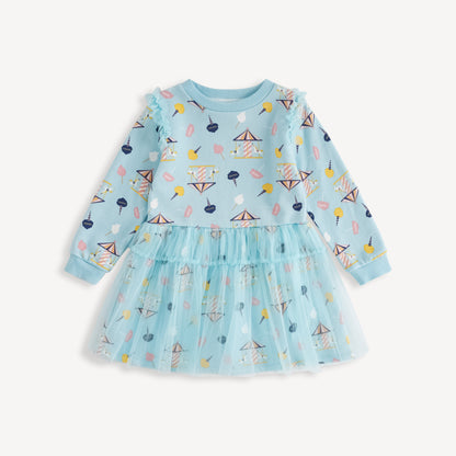 Unicorn-Print Frill Dress