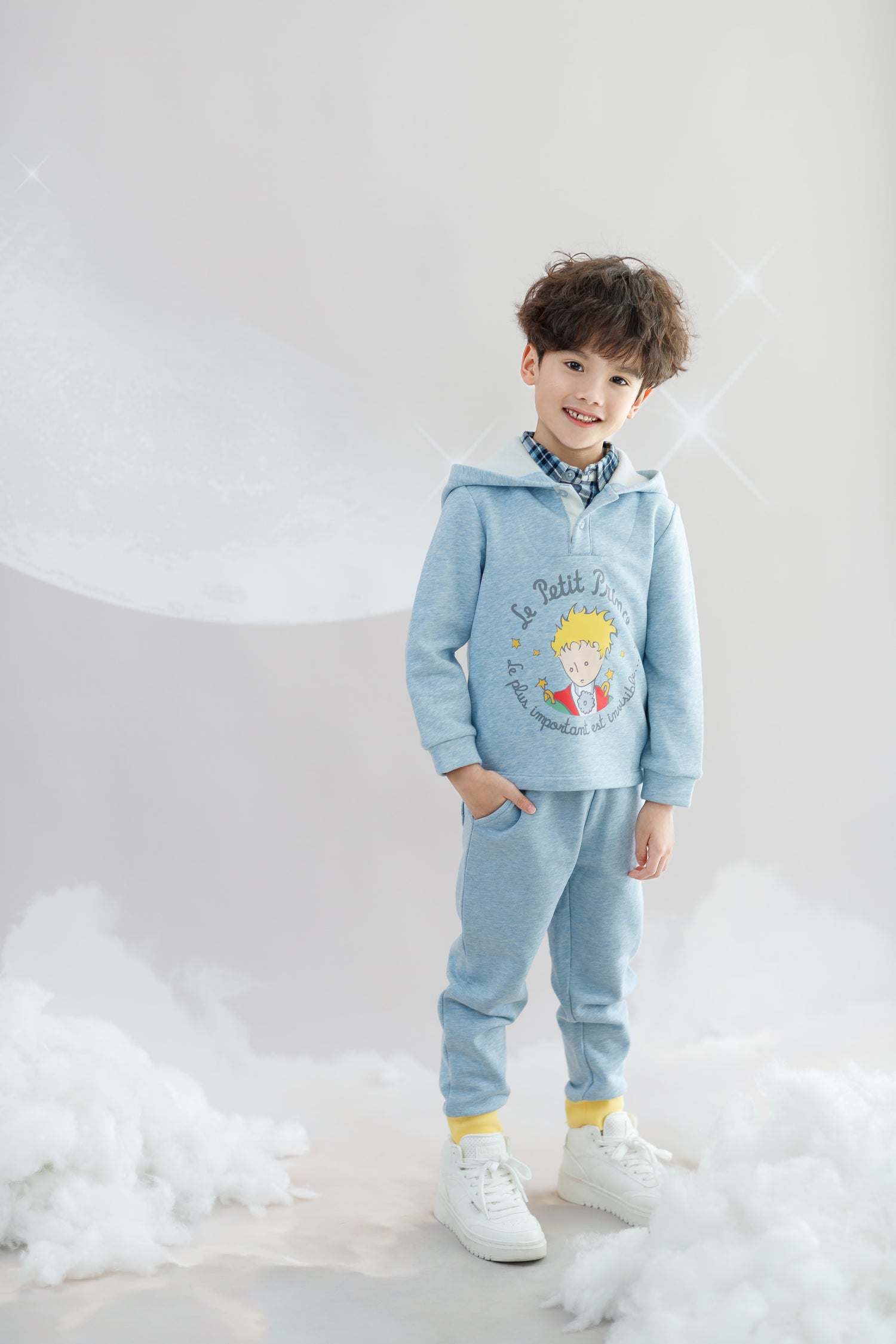 Layered Collar Character-Print Sweatshirt