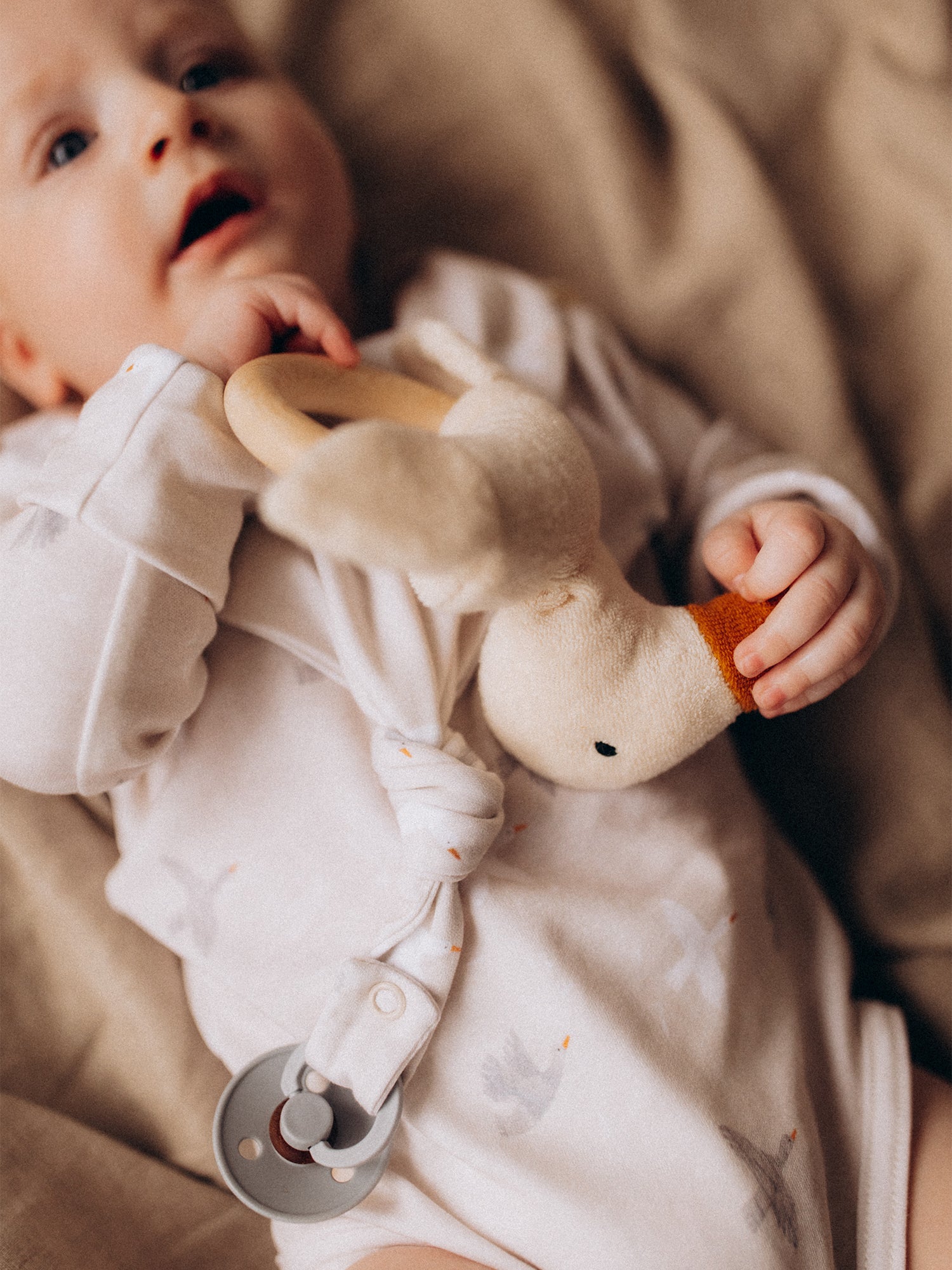 Rattle With Wooden Teether (GOTS)