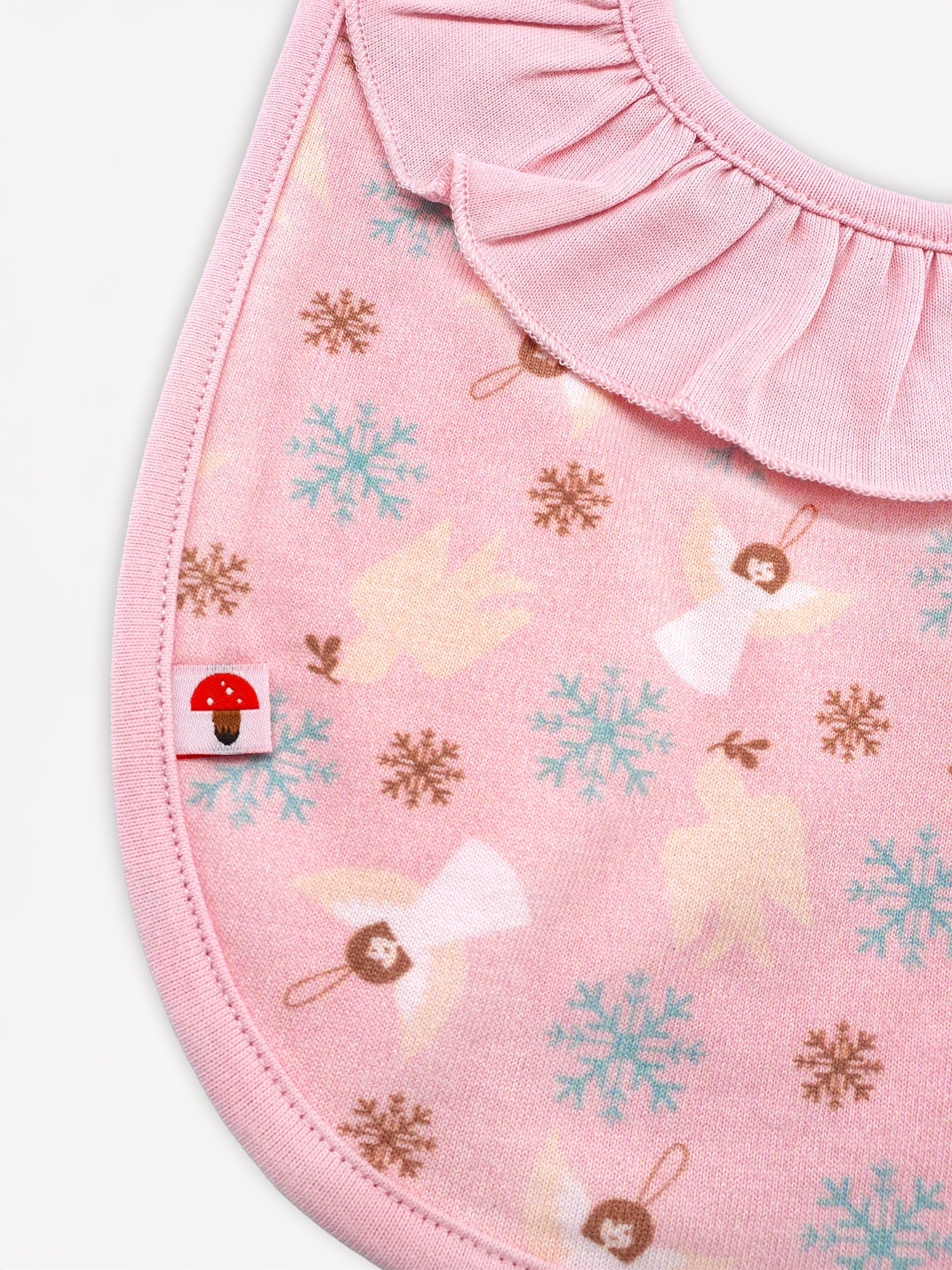 Angel-Print Ruffle Bib