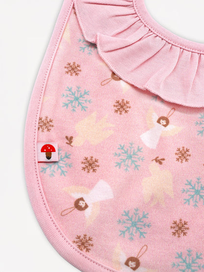 Angel-Print Ruffle Bib