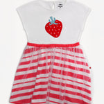 Kid Sleeveless Strawberry Print Two-Layer Dress