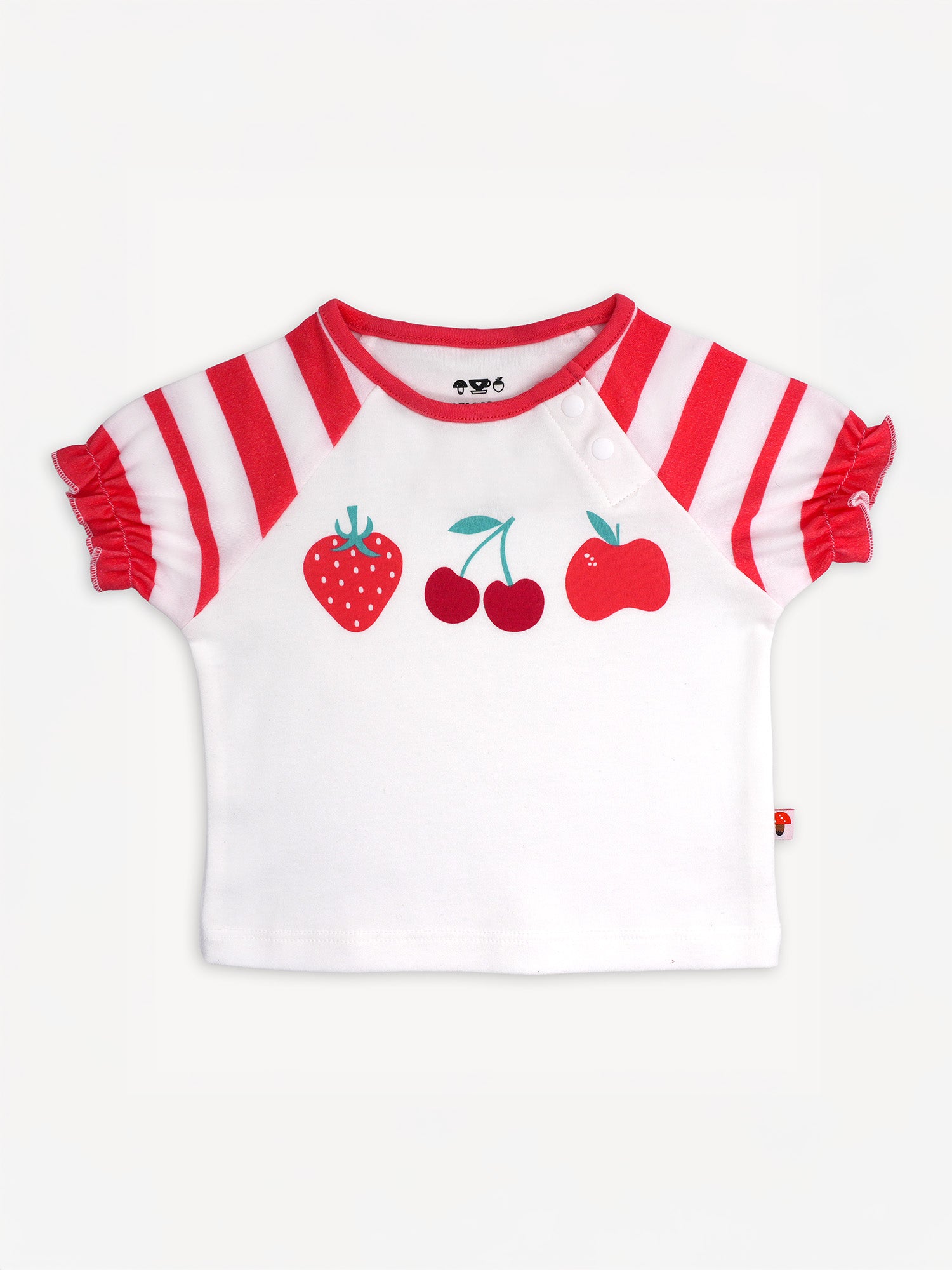 Baby Short Puff Sleeve Berries Print Tee