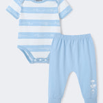 Baby Short Sleeve Stripes Bodysuit And Leggings Set