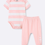 Baby Short Sleeve Stripes Bodysuit And Leggings Set