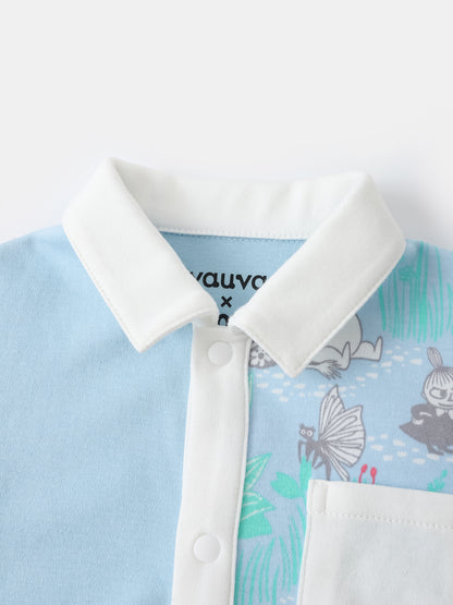 Baby Short Sleeve Colorblock All-Over Print Romper