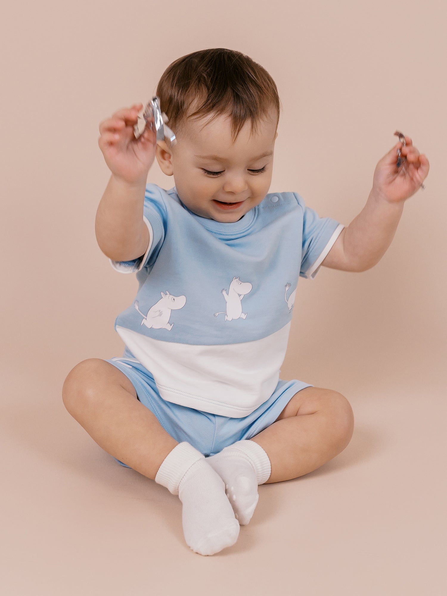 Baby Short Sleeve Colorblock Print Sweatshirt