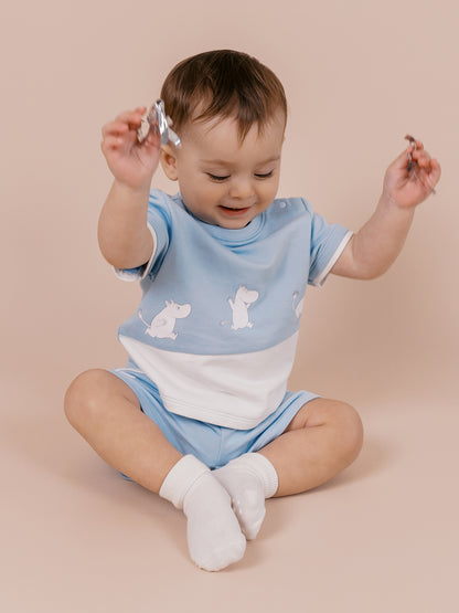 Baby Short Sleeve Colorblock Print Sweatshirt