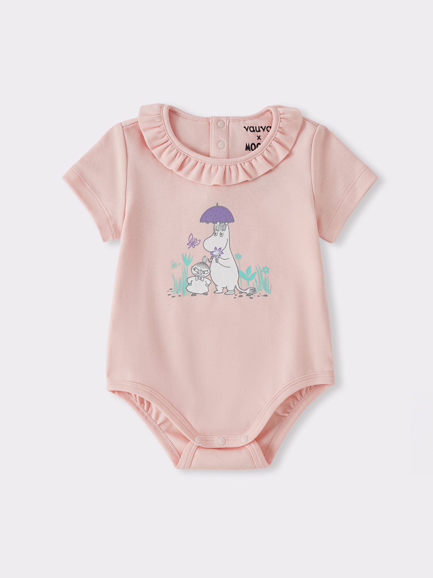 Baby Ruffle Neck Short Sleeve Print Bodysuit