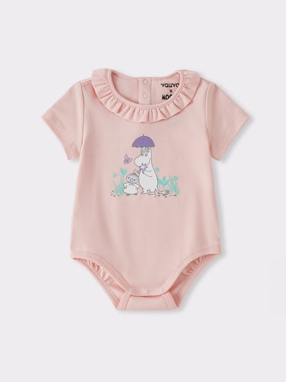 Baby Ruffle Neck Short Sleeve Print Bodysuit