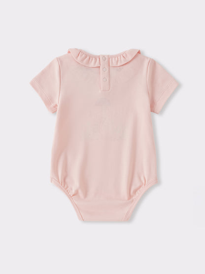 Baby Ruffle Neck Short Sleeve Print Bodysuit