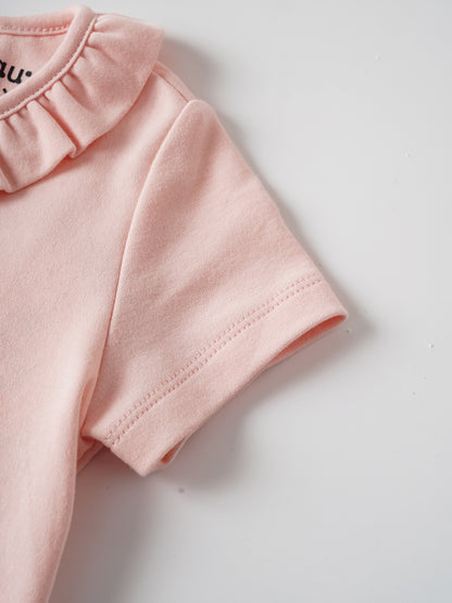 Baby Ruffle Neck Short Sleeve Print Bodysuit