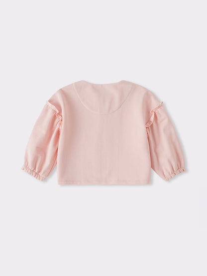 Baby Balloon Sleeve Print Zipped Jacket