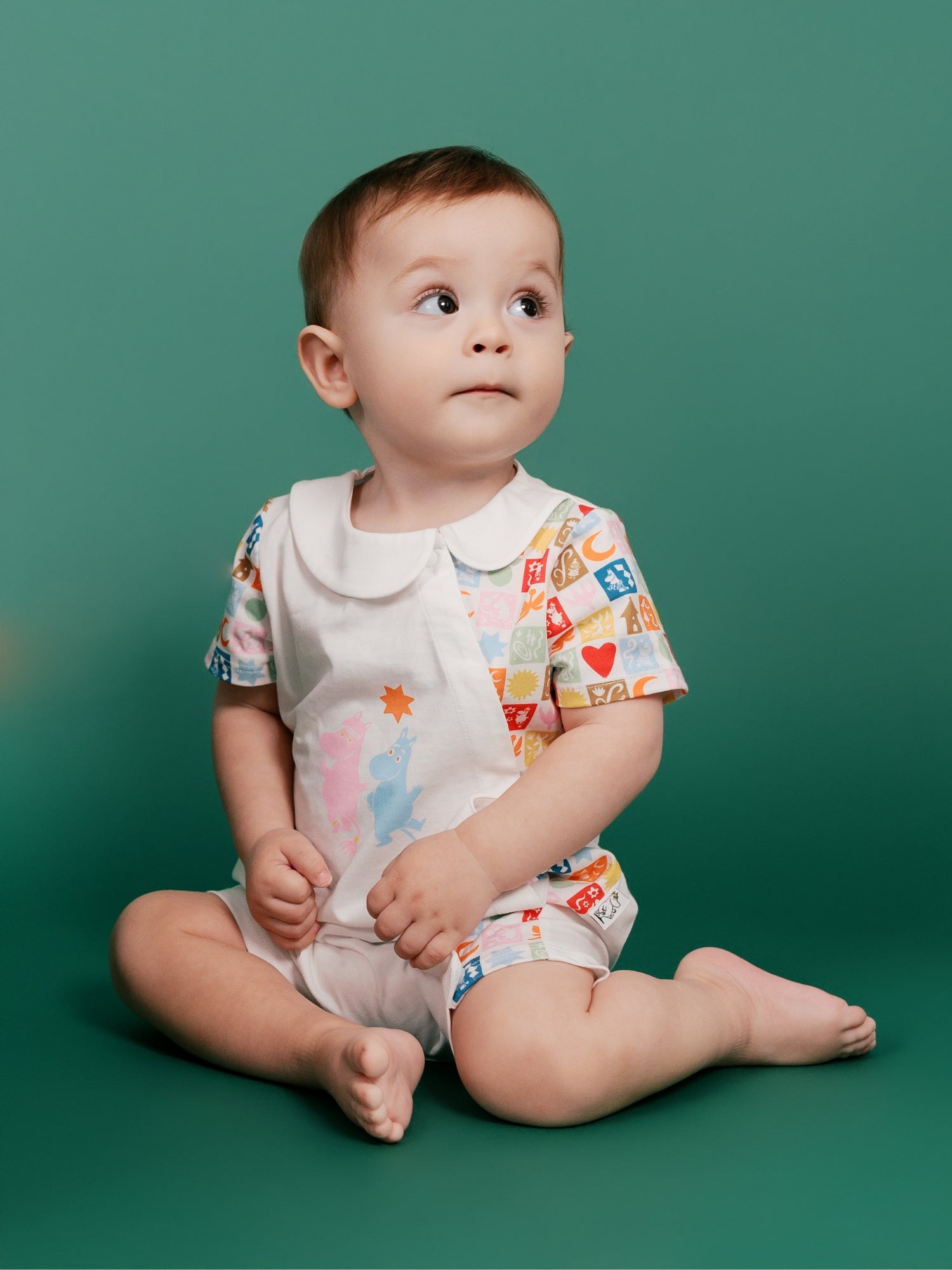 Moomin 80Th Anniversary Baby Babydoll Collar Short Sleeve Print Romper