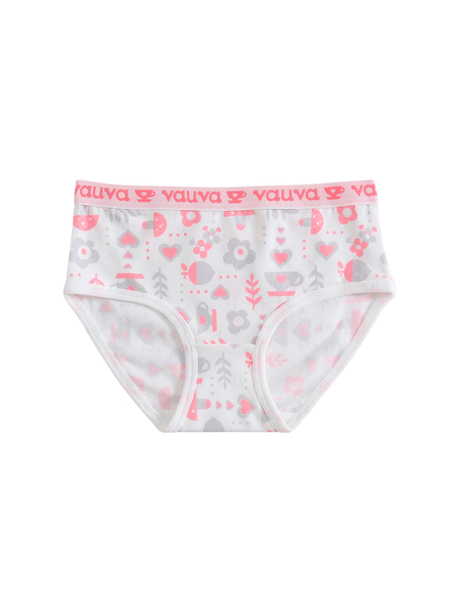 VAUVA Vauva Girls Organic Cotton Underwear - Vauva Pattern / Grey Love Underwear