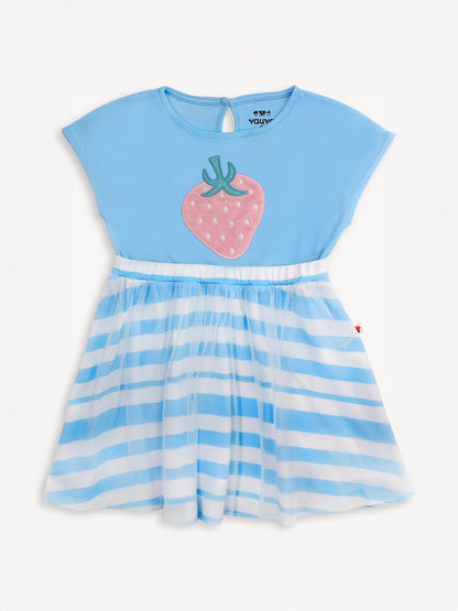 Kid Sleeveless Strawberry Print Two-Layer Dress