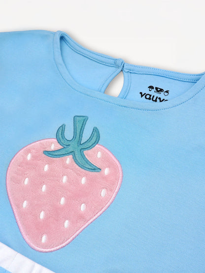Kid Sleeveless Strawberry Print Two-Layer Dress